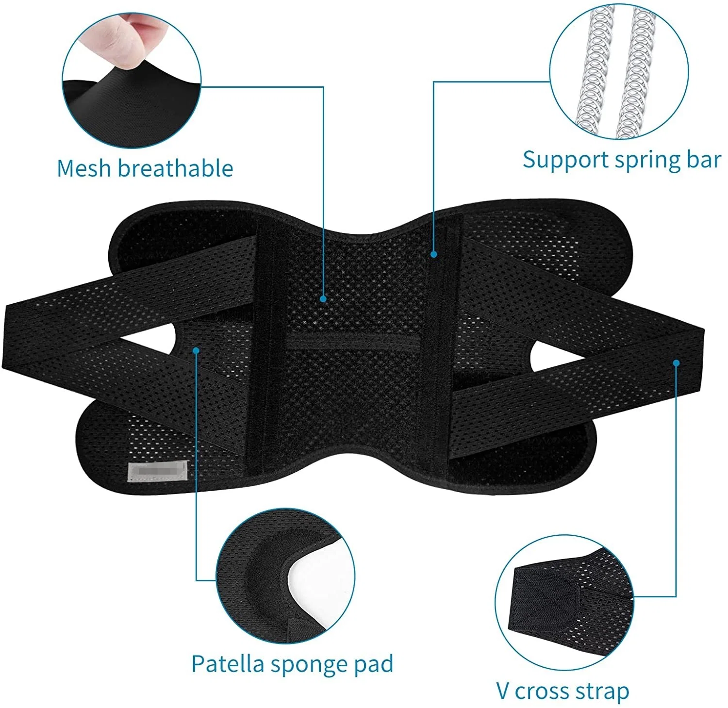 Injuries Recovery, Mesh Elastic Strap Knee Support Brace Wrap Protection