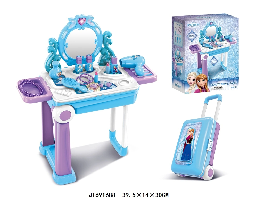 Grossista Children Girls plástico brinquedos de mesa de Vestir Cosmetic Toy Set Crie a indução da música da mesa com luz com cadeira para criança Brinquedo de maquilhagem