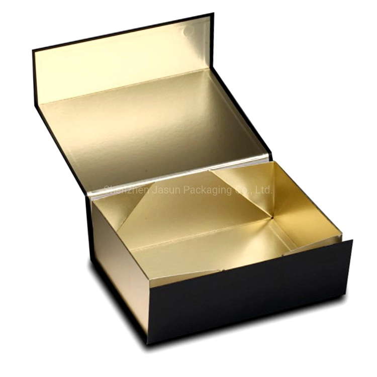 Black Cosmetic Rigid Folding Gift Packaging Box with Magnet Closure for Easy to Ship and Store