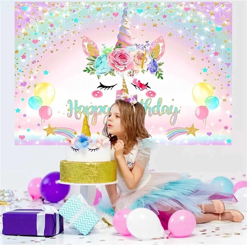 Unicorn Baby Birthday Wall fundo decorações festa fornecimento