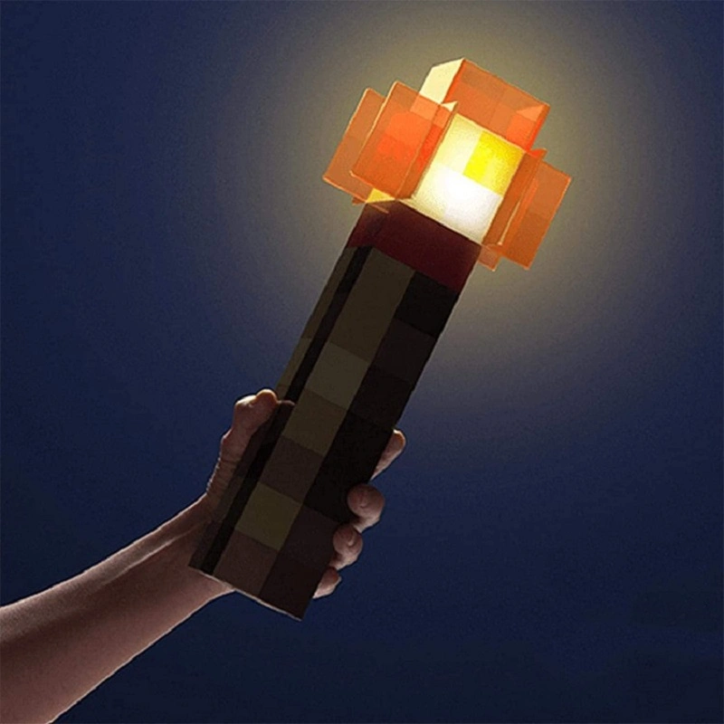 Red Stone LED Cartoon Block Torch Rechargeable Toy Lamp Flashlight