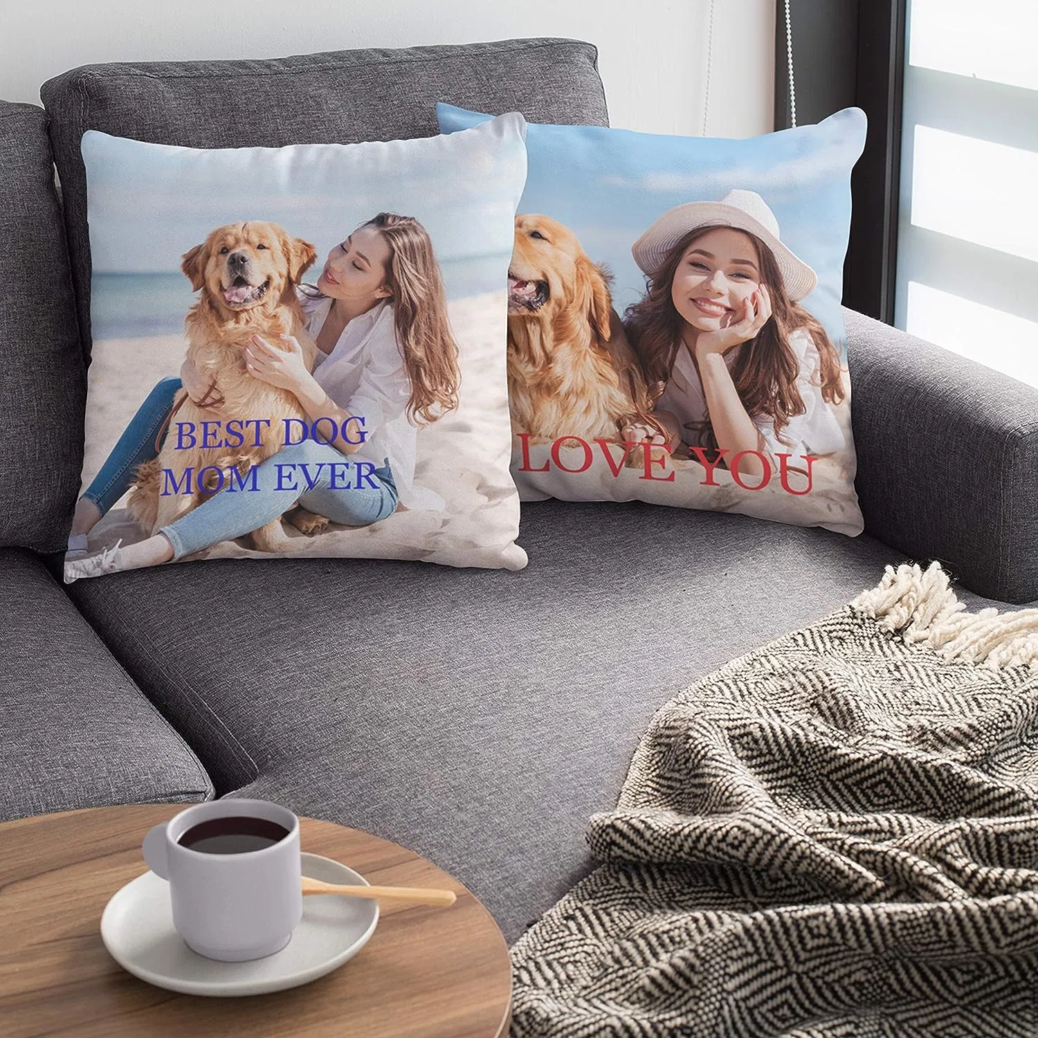 Custom Pillow Case with Picture Text Customized Photo Pillowcase, Personalized Throw Pillow Cover for Couple Kid Adult Mother Family Friends Lovers Pets Persona