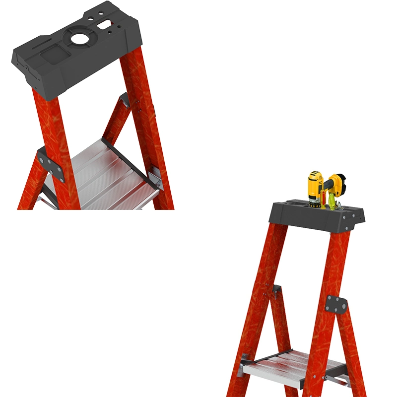 4 Step Fiberglass Foldable Platform Ladder for Household with EN 131