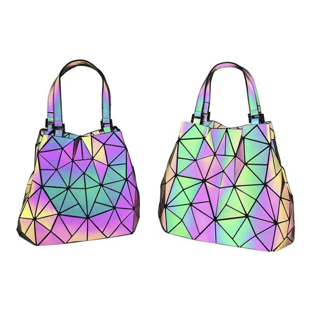 Luminous Holographic Reflective Hand Bag Geometric Hand Bag, Sling Bag and Purse Set Wyz18547