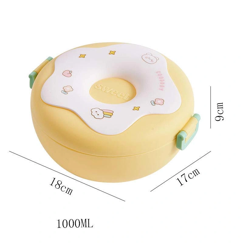 Hot Sale Cute Kids 3 Grids Bento Food PP Plastic Portable Student Lunch Box with Lid