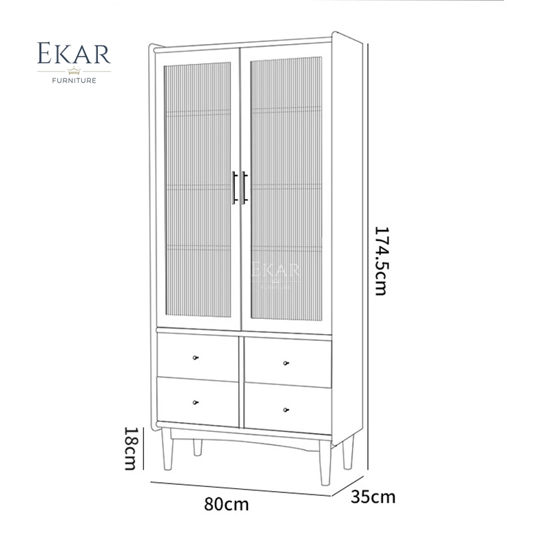 Ekar de diseño clásico de estantería de mobiliario moderno salón de madera maciza Armario de libro