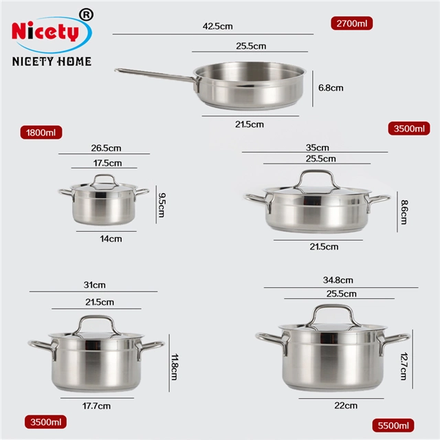 Cuire le Pot Fabricant Cuisine en acier inoxydable Ustensiles de cuisine Pan défini