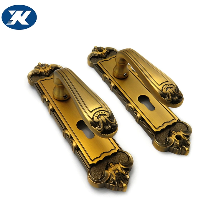 Luxurious Zinc Alloy Wooden Door Glass Door Aluminum Door Handle on Plate Antique Design Door Handle Lock Set