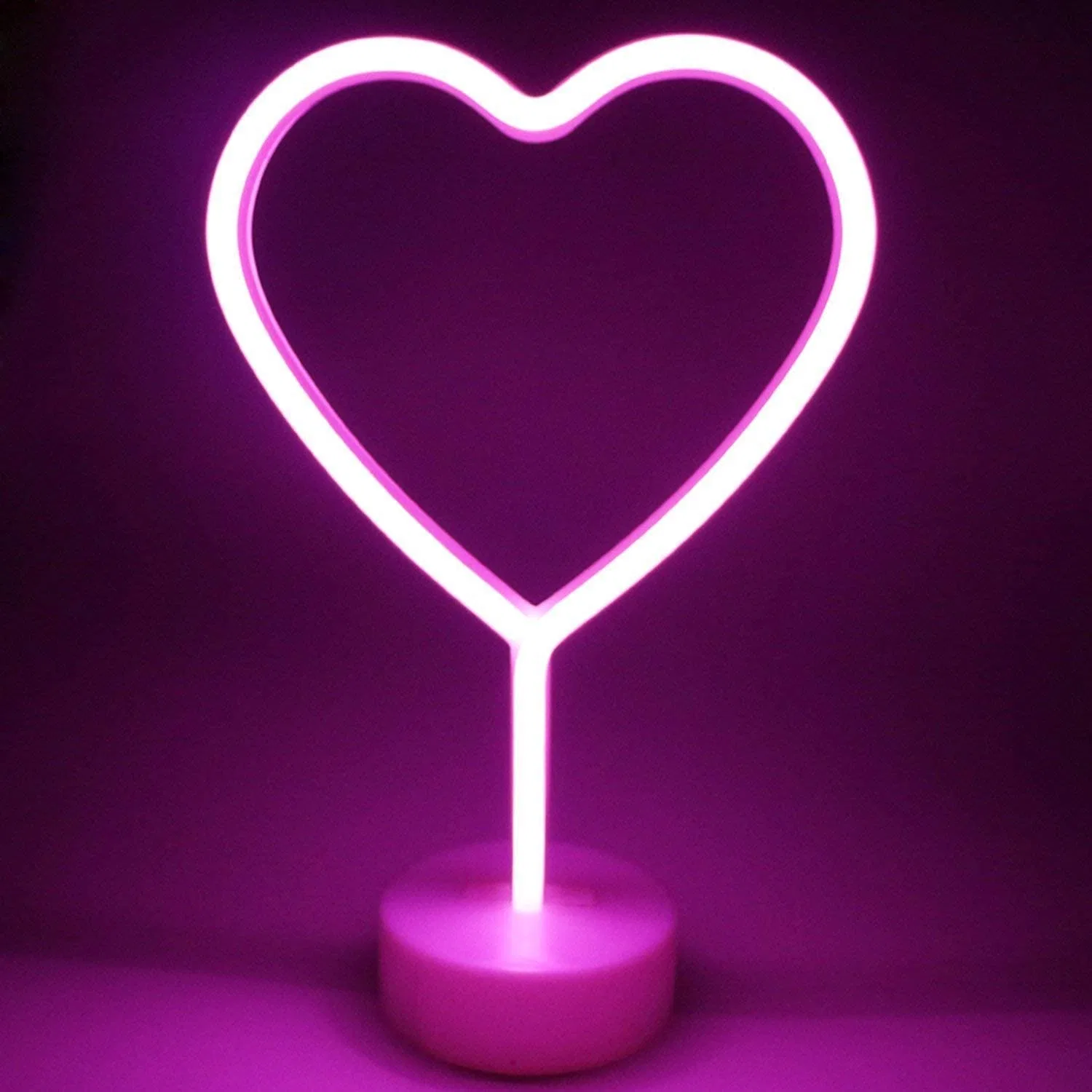 Goldmore11 Colorful LED Heart Shaped Table Neon Decoration Lamp Display Night Light for Christmas Gift