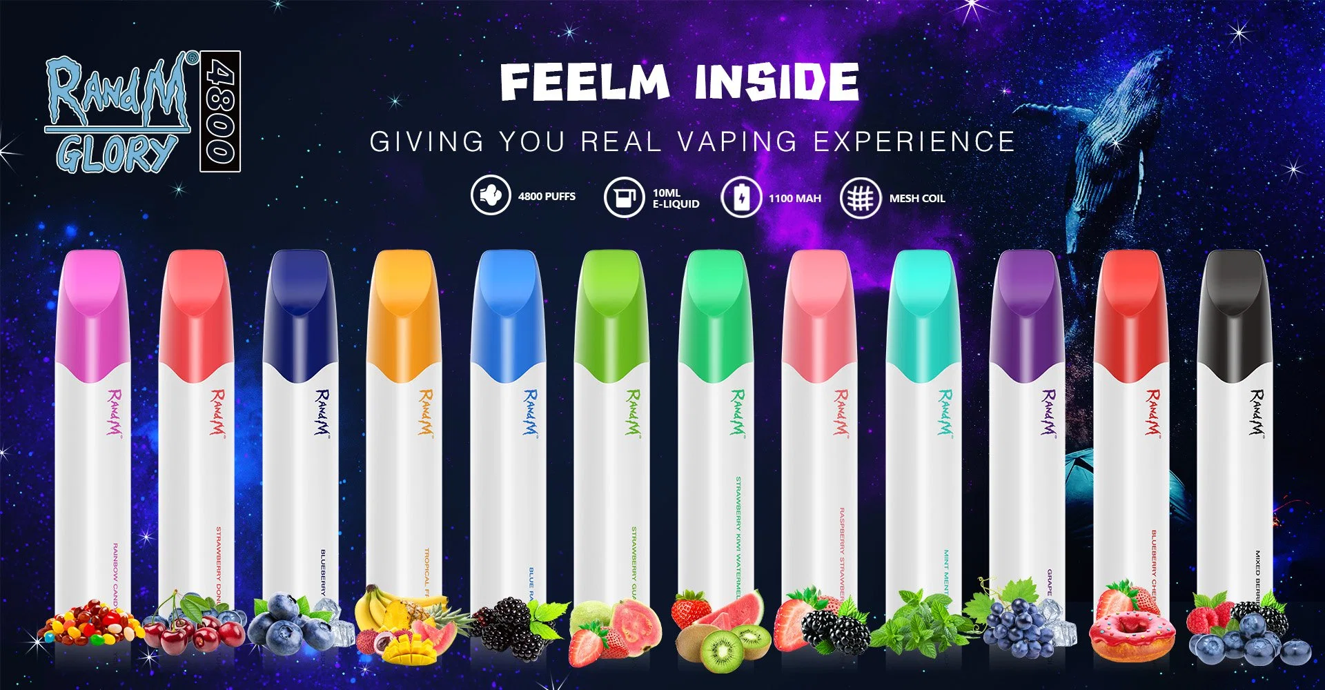 Caneta de papel de Vape descartável de alta qualidade Randm Glory 4800 com Sabores incríveis