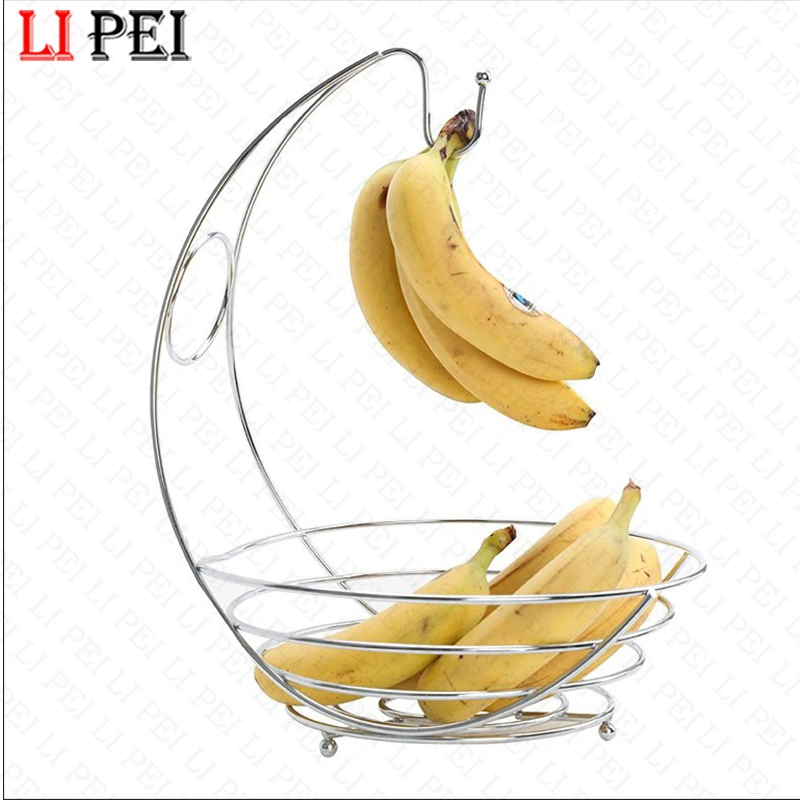 Beauty Banana Holder Fruit Display Iron Metal Wire Fruit Basket with Hanging Banana Hanger