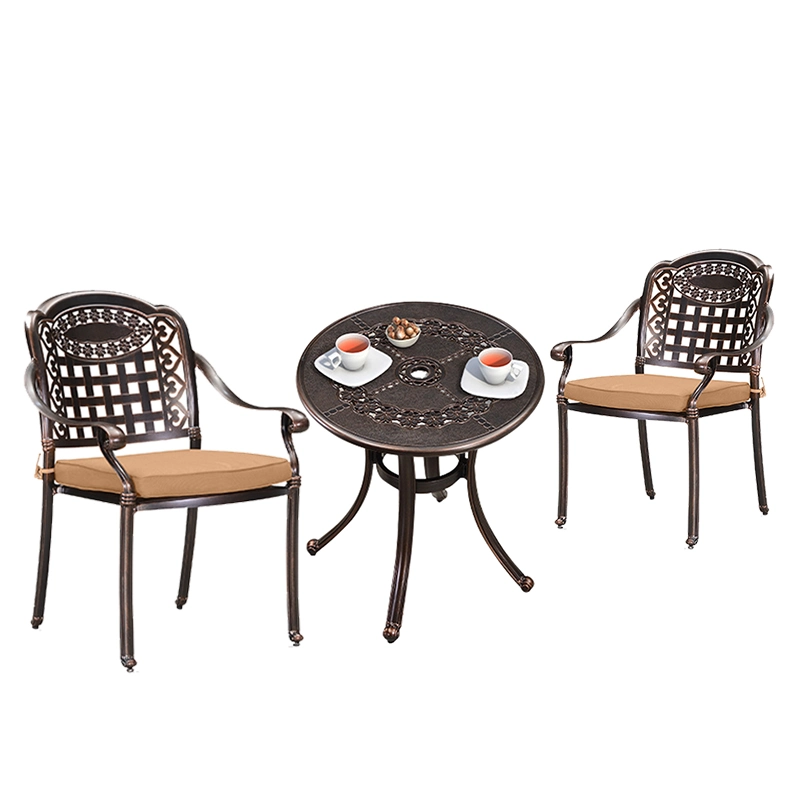 Outdoor and Indoor Aluminum Cast Furniture Sets, Dining Furniture with Round Table for Garden and Kitchen