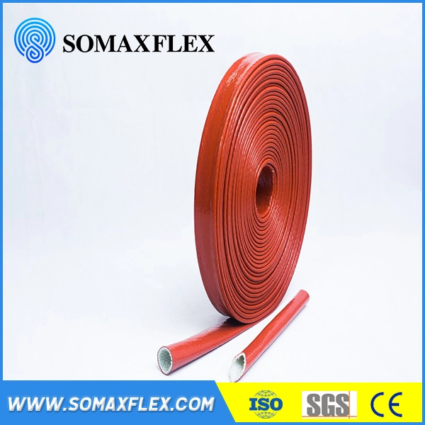 Cable Hose Heat Shield Protection Tube Silicone Rubber Coated Fiberglass Braided Fireproof Heat Insulation Protection Fire Sleeve