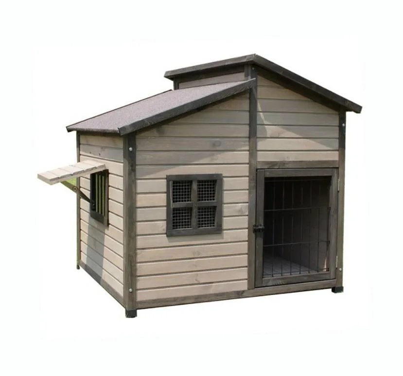 Woodiness Wood Houses Kennal with Shed ODM/OEM Pet Dog House for 2 Outdoor Pet Wooden Doghouse