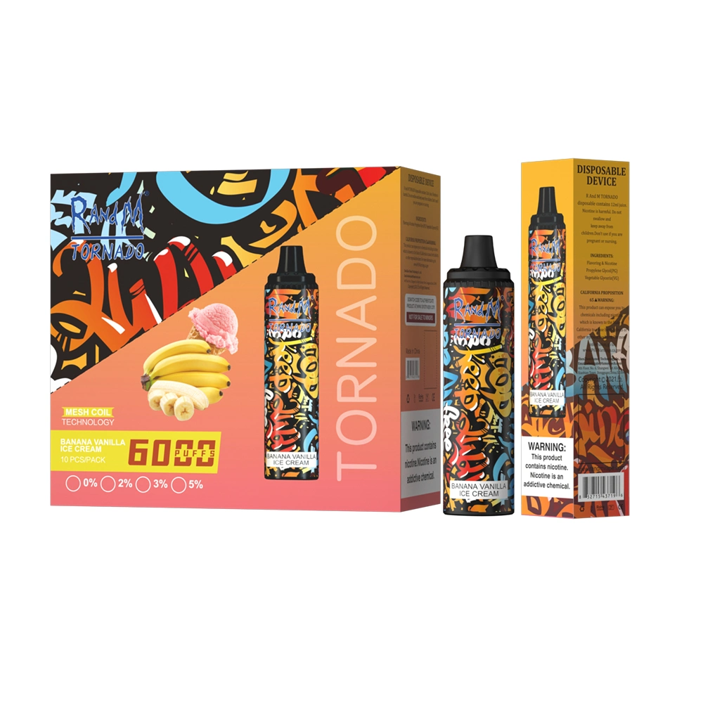 Randm Tornado 6000baforadas Plus Color Edition Vape descartáveis Bar Air Max Vaporizador e recarga de Borda borlas para 6000