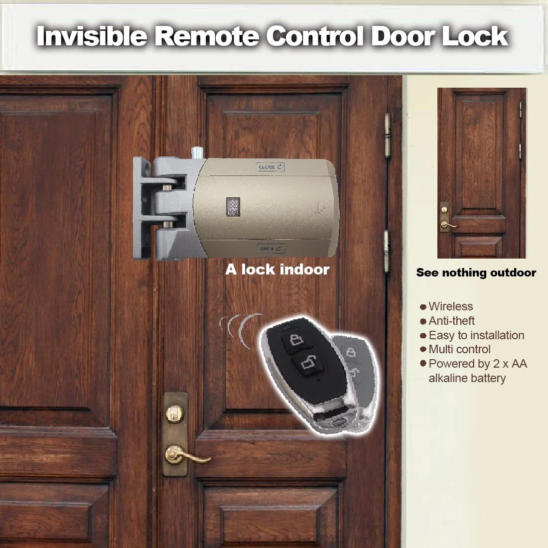 No Wiring Easy to Installation More Secure Anti-Theft Invisible Smart Lock WiFi