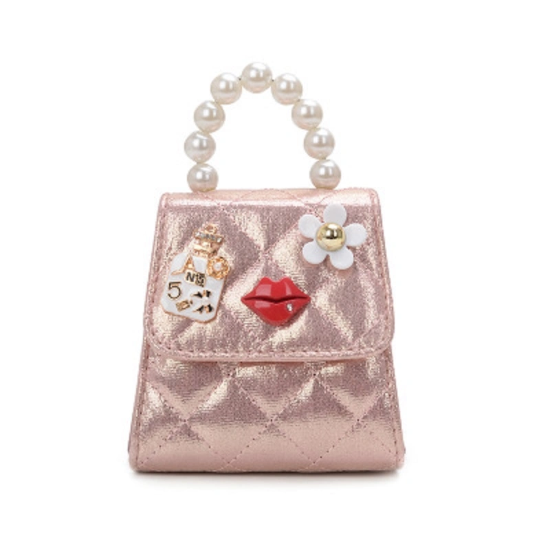 Fashion Kids Mini Bag Pearl Top Handle Quilted Crossbody Hand Tote Shoulder Messenger Bag Esg13570