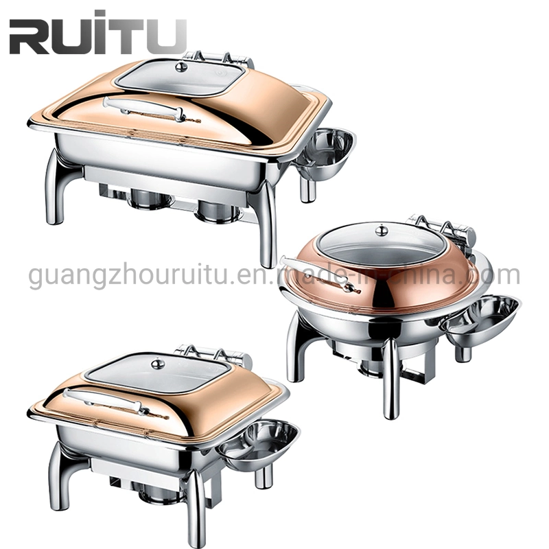 6L Prsentoir Gteaux Luxe Hydraulische Royal Hochzeit Catering verwenden Scheuern Geschirr Edelstahl Vergoldet Essenswärmer Chafer Golden Buffet Scheuern Set