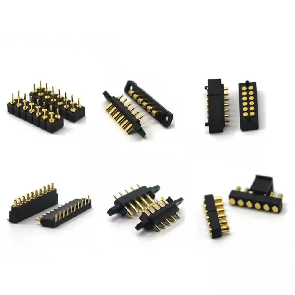 Optional Pitch Gold Plated Brass Connectors Side Entry SMT Spring Load Pogo Pin