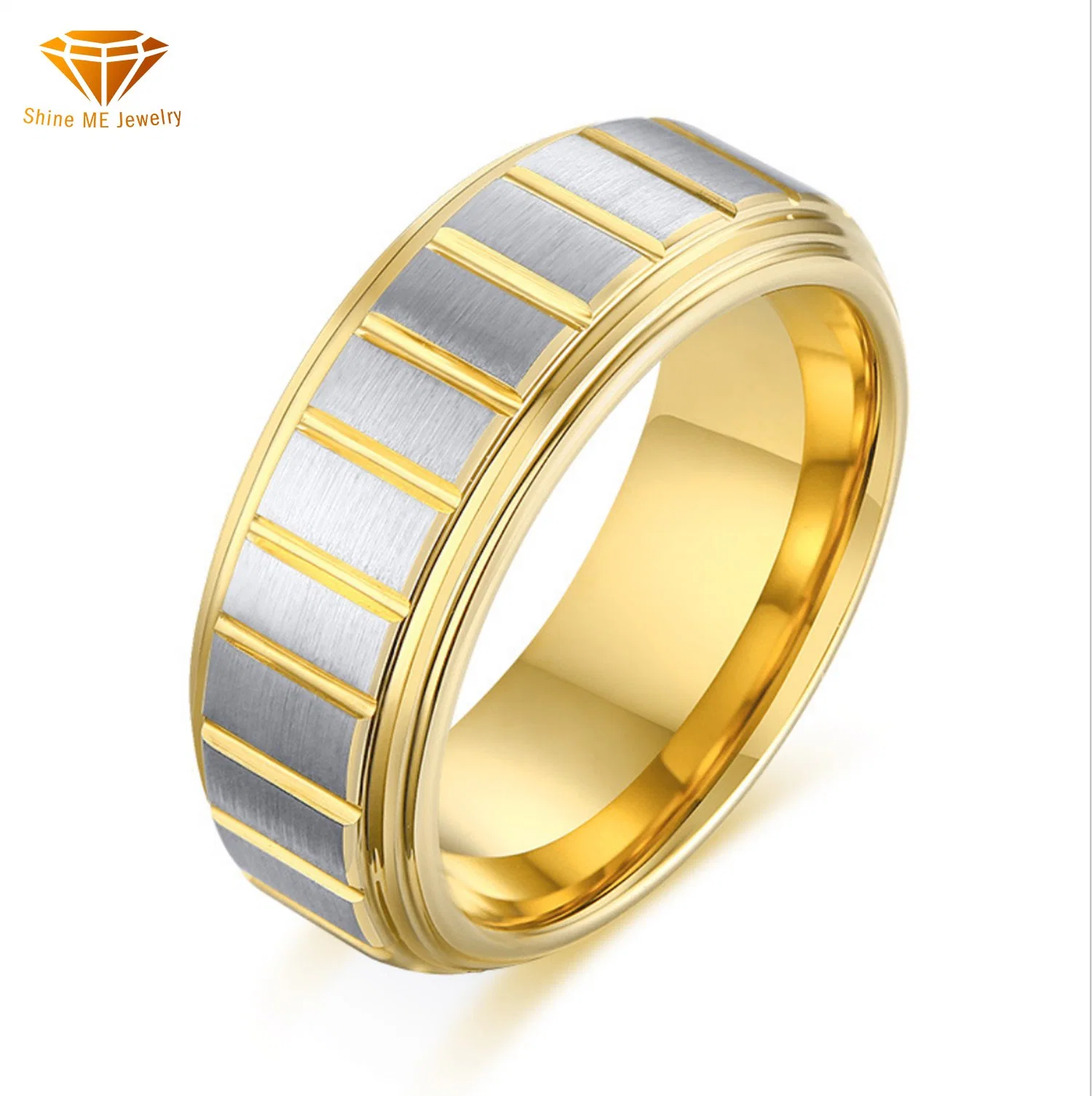 High Quality Fashion Jewelry Inner Ball Surface Brushed Tungsten Ring Gold Steel Color Men's 8mm Jewelry Tst1301