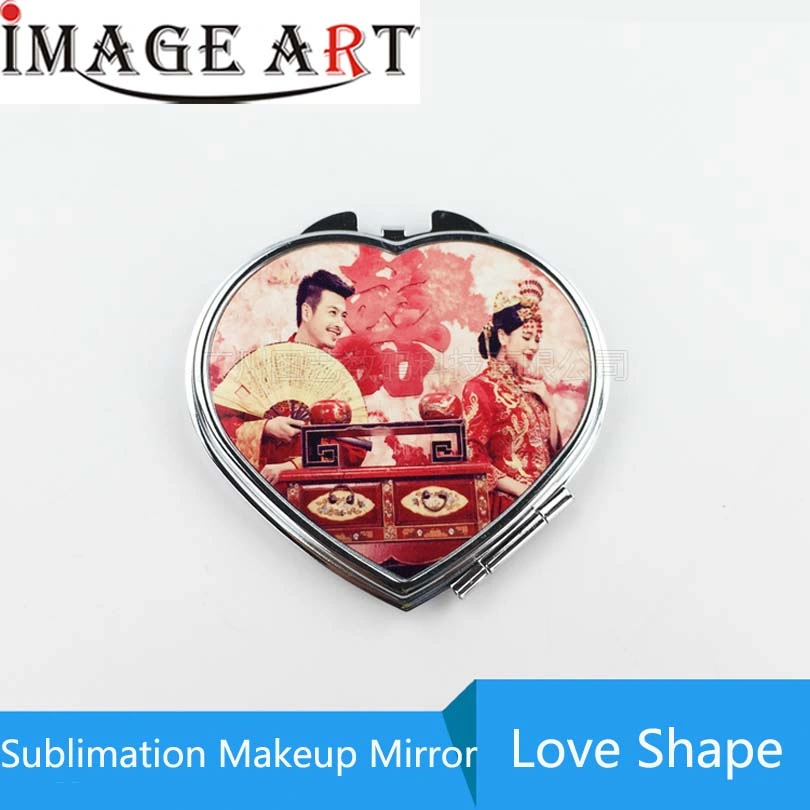 Sublimation Blank Heart Shape Compact Makeup Mirror for Heat Transfer Pritnting