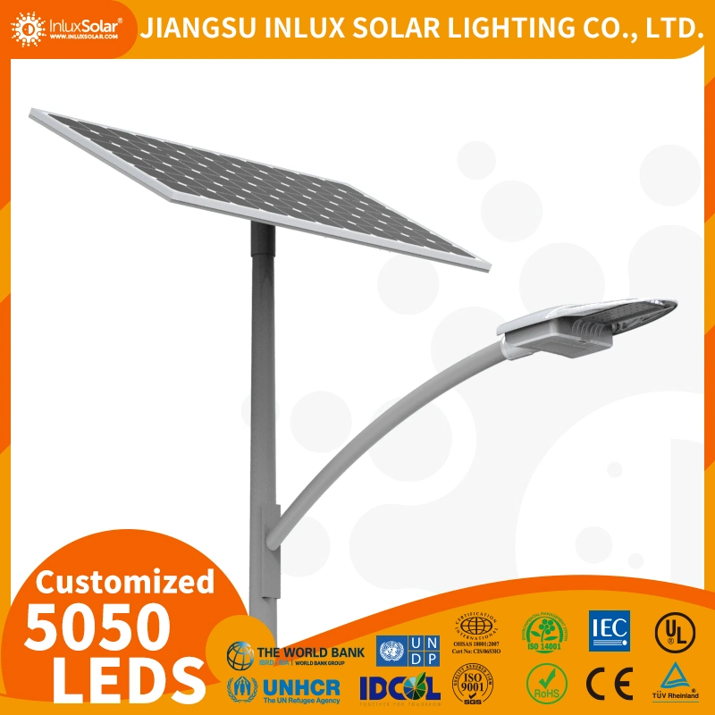 Factory Supply Split Design Alleys DC LED Street Light, 6m 30W Solar Lamp with Solar Power