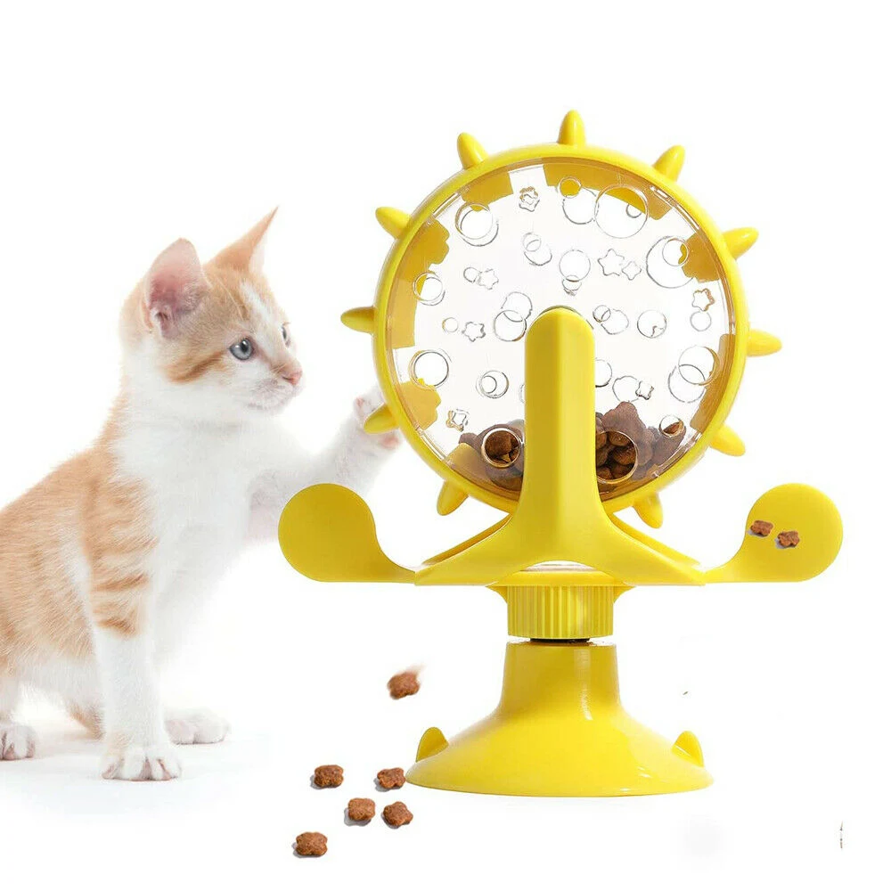 Cat Pet Toys مخصصة Spining دوامات قابلة للدوران مع طاحونة هوائية مع علاج الطعام موزع تسرب حلزي