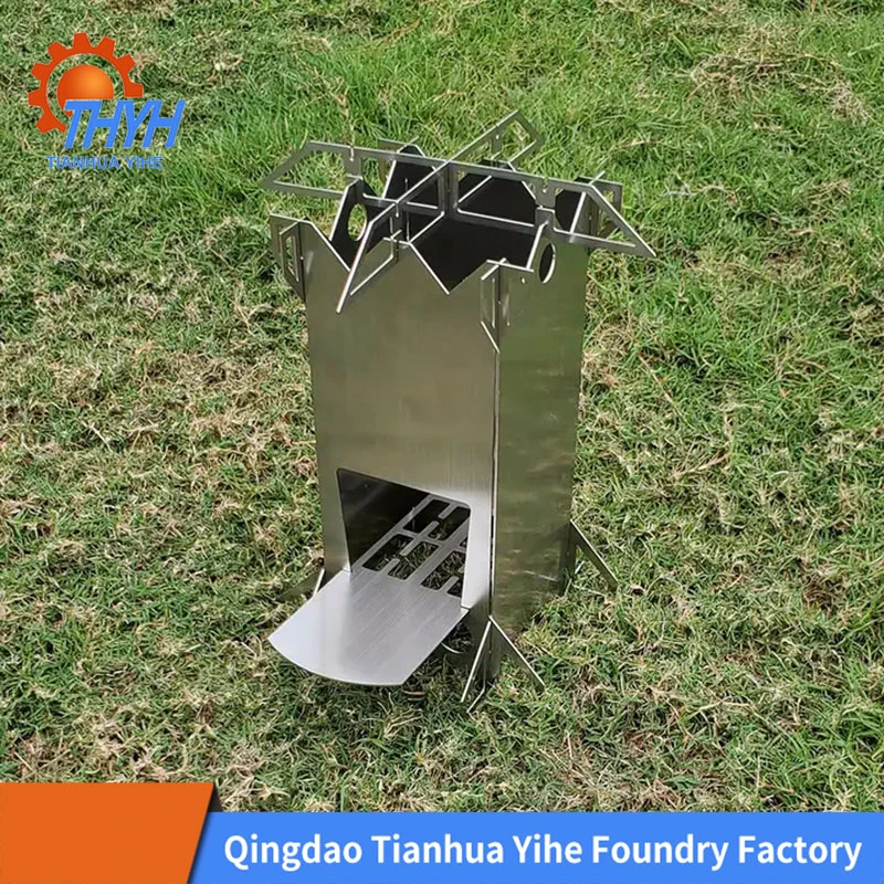 Popular Outdoor Portable Cooking Stainless Steel Silver Rocket Stove