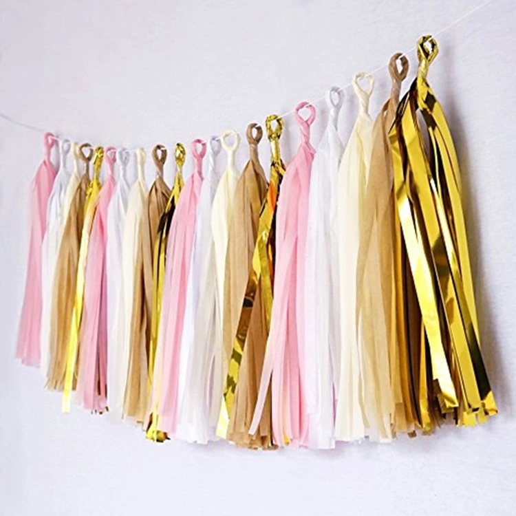 Rose Gold Paper Aluminum Foil DIY Paper Tassels Birthday Party Decoration Flowers