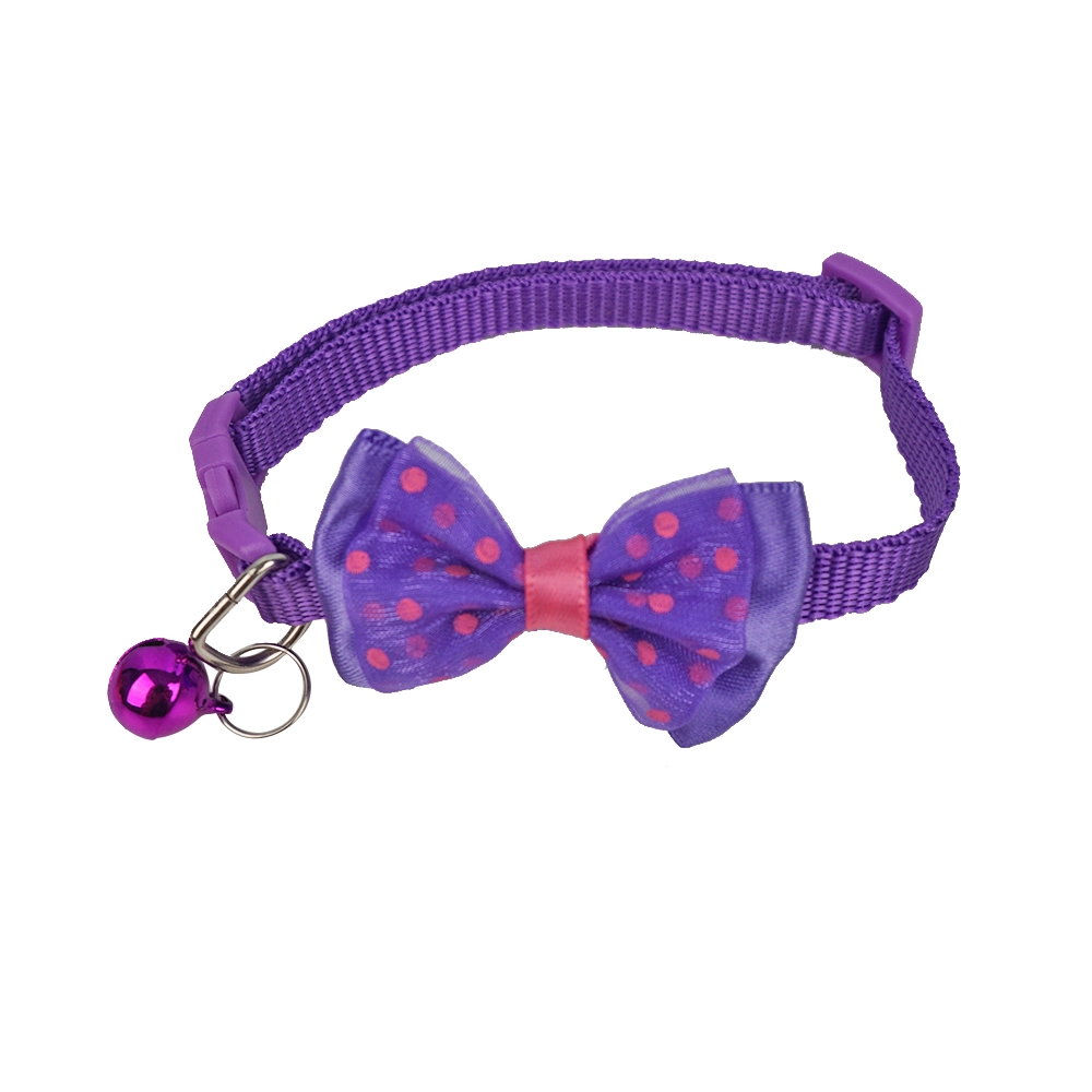 Adjustable Polyester Dog Collar with Bowknot Bells Charm Necklace Collar for Little Dogs Cats Collars Pet Supplies