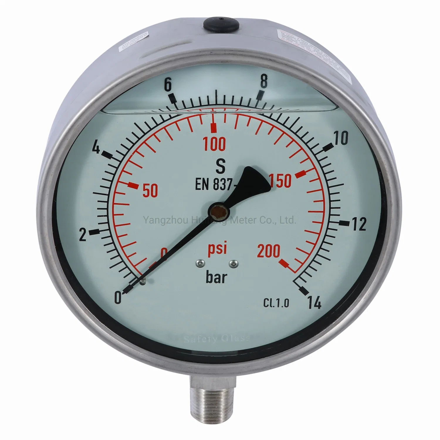 4" 150mm Dia Panel Mount Stainless Steel Case Liquid Filled 250 Bar Pressure Gauge