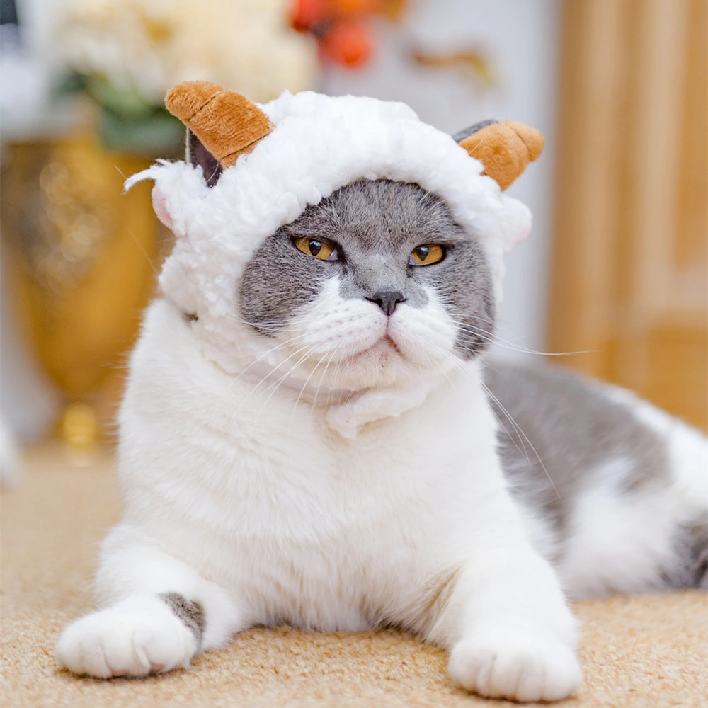 Cross-Border Hot Selling Cat Head Cover Pet Hat Cute Pet Accessories Cat Dog Cartoon Party Pet Headdress