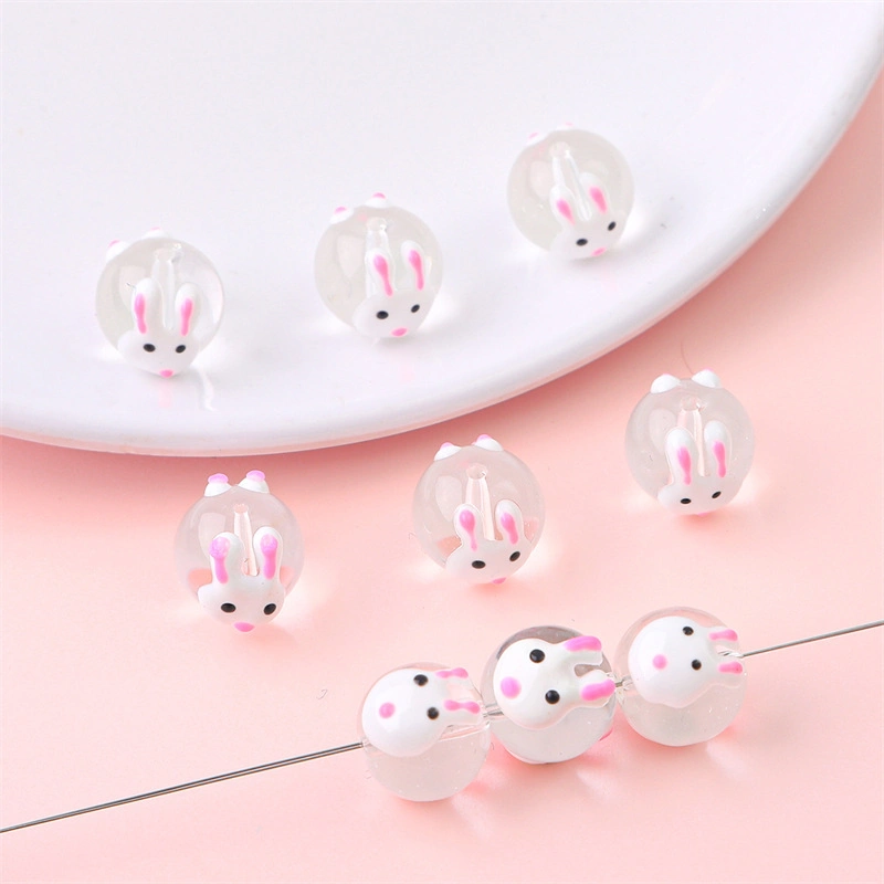 Cartoon Drop Oil Loose Beads Jewelry Accessories Stripe DIY Bracelet Glass Beads