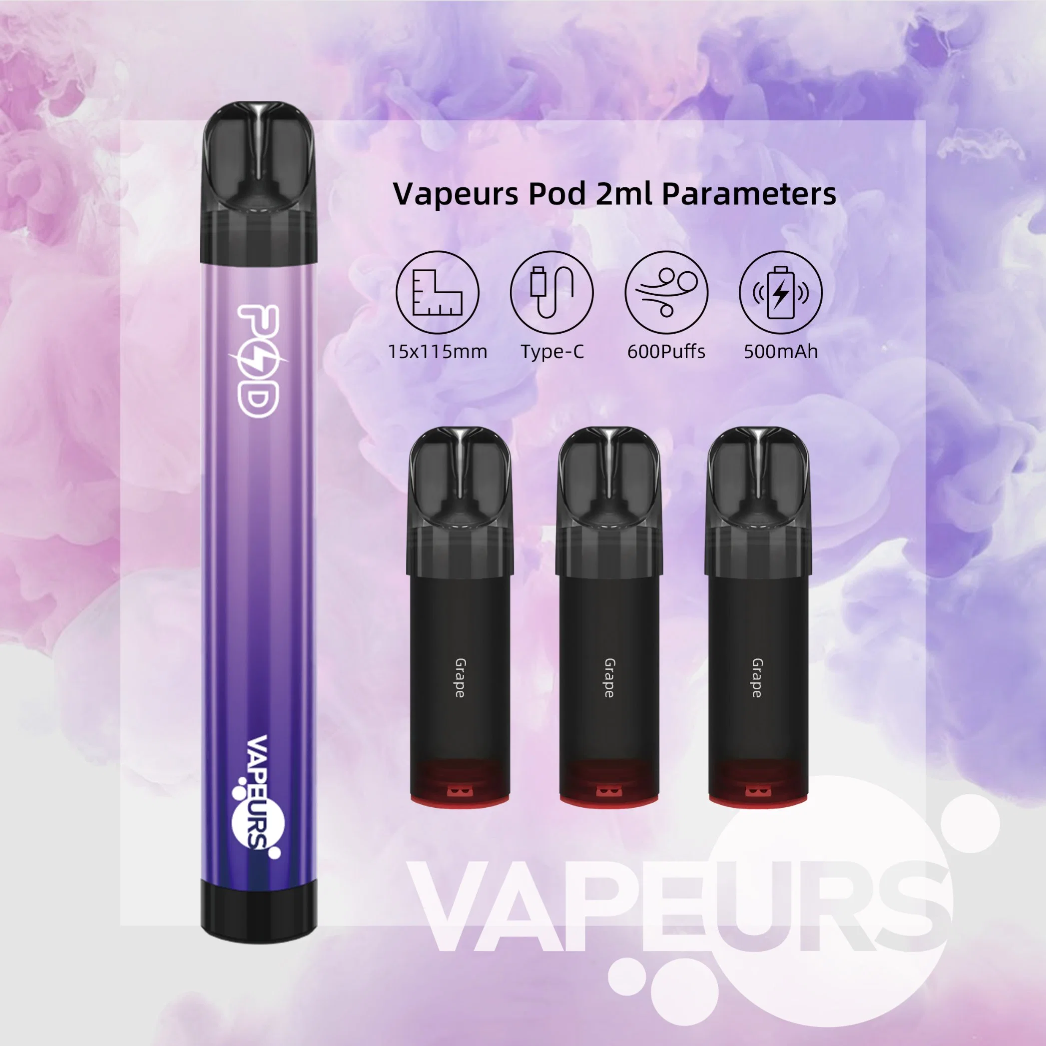 Factory Direct Replacement Vapeurs Pod Disposable/Chargeable vape Cartridge Popular with Southeast Asia Customers