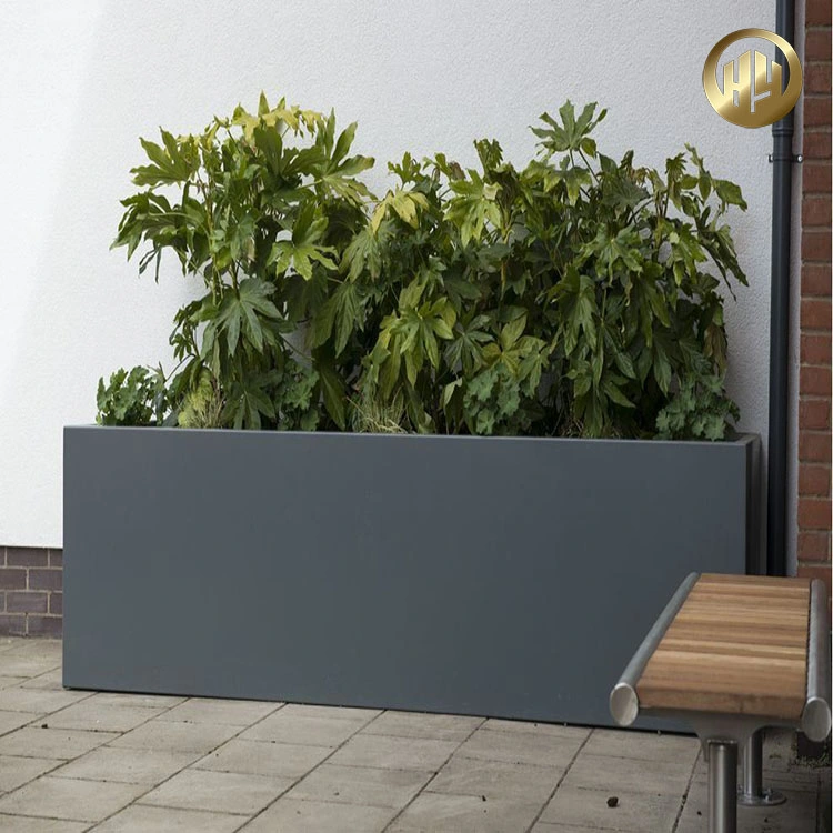 Macetero rectangular de aluminio para plantas al aire libre