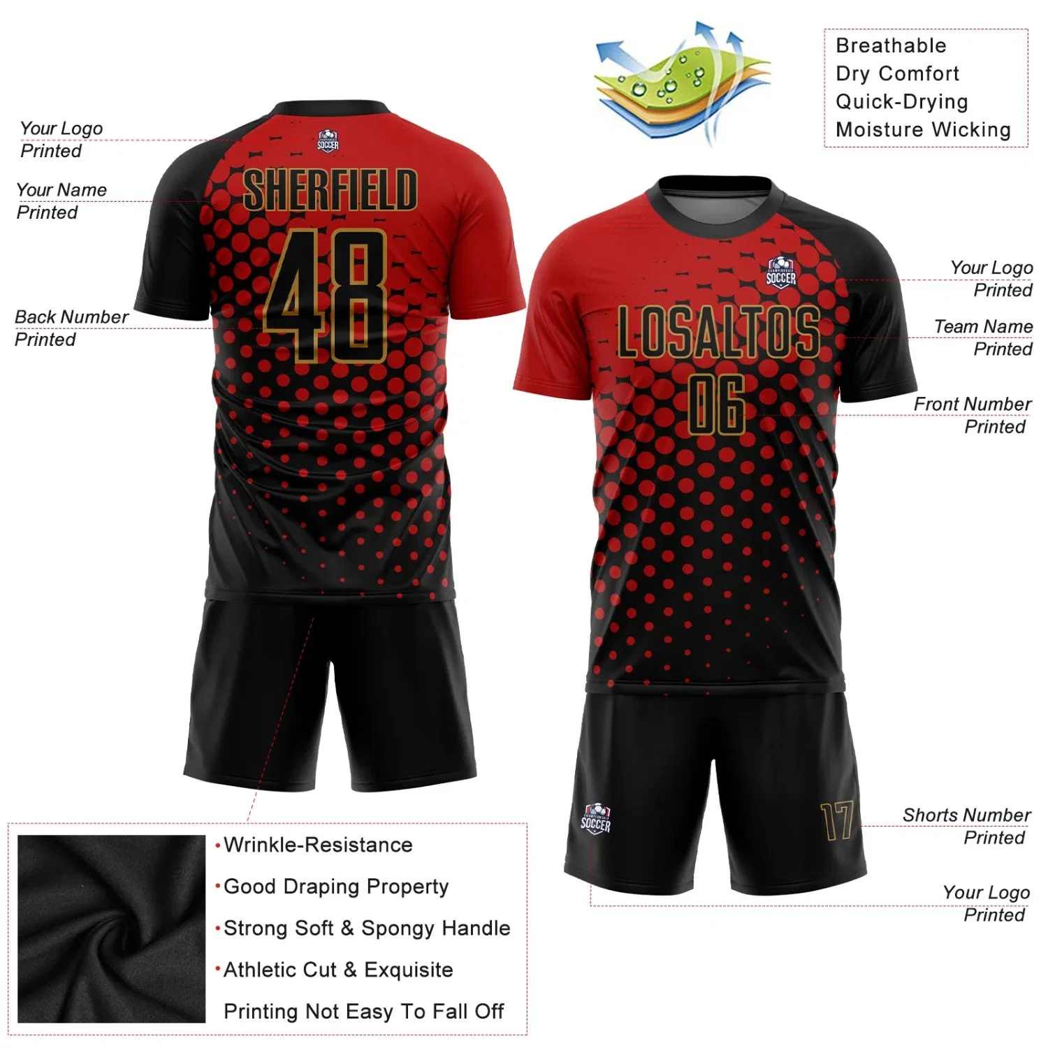 Custom Soccer Team Uniform Football Shirt Quick Dry Jersey