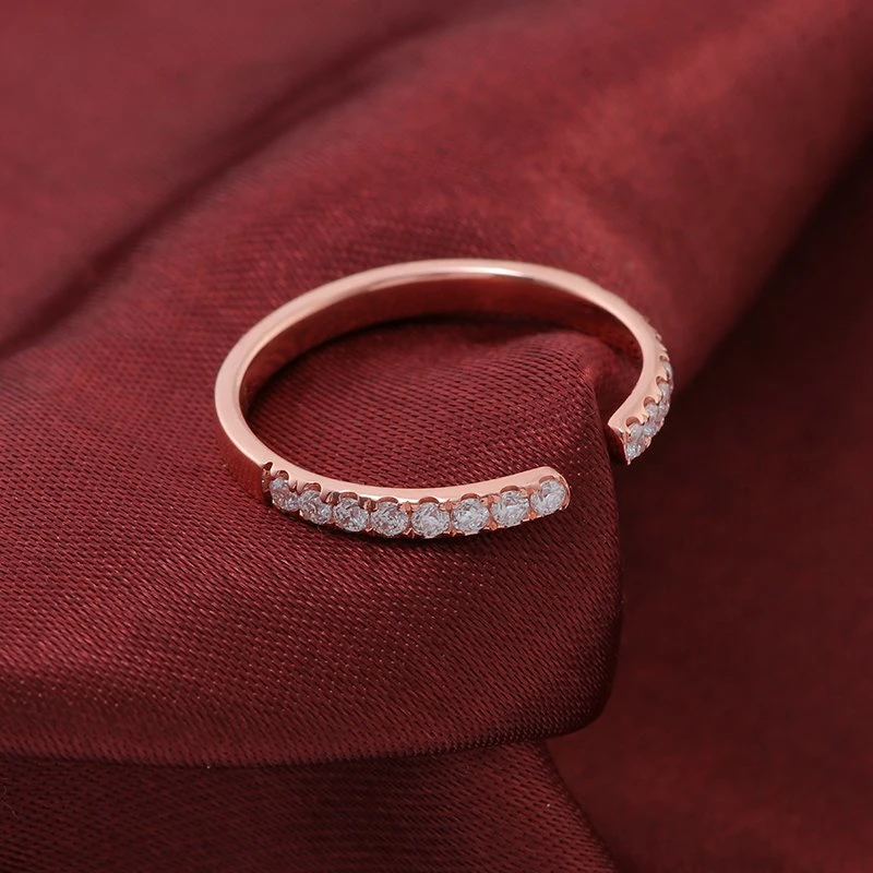 14K Roségold 1,5mm rund Brillantschliff Moissanite Stone Band Geschenk Im Klassischen Stil Des Ringes