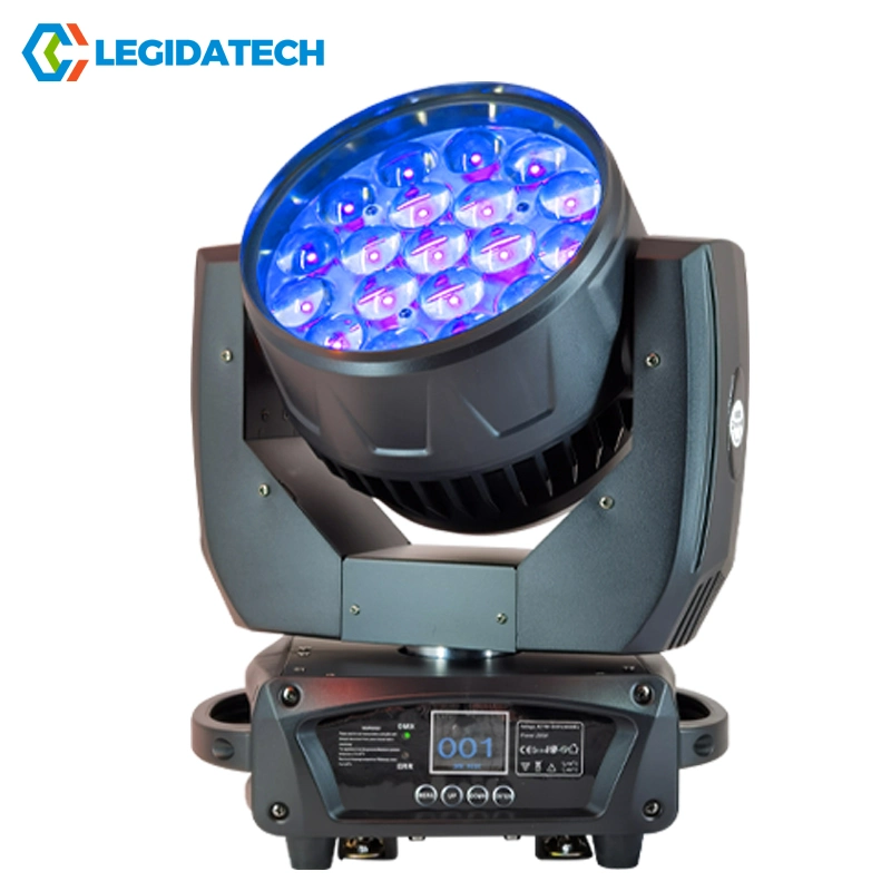 Legidatech LED DJ Night Club Disco Stage Lighting Equipment DMX 19X15W RGBW 4 in 1 Zoom Wash Light LED Moving Head Light