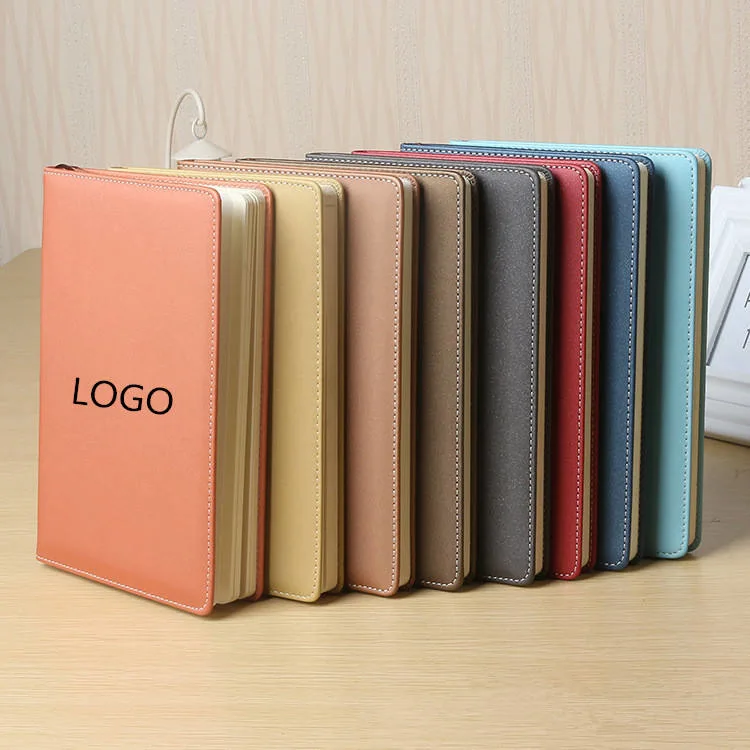 Stationery Business Customized Logo Printed PU Notepad Leather Hardcover Notebook