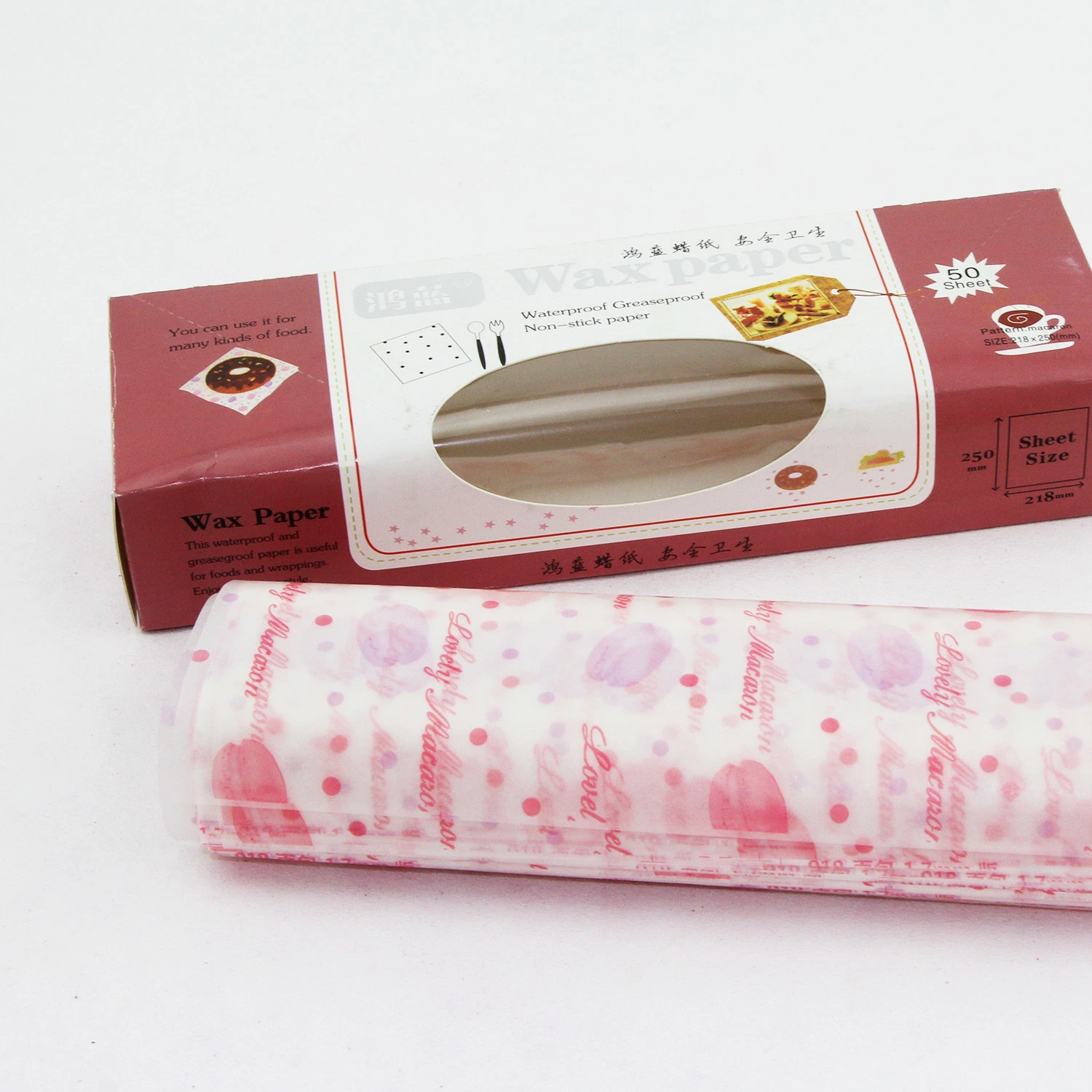 Custom Printed Wax Candy Paper Wrapper Biodegradable Food Packing Wax Paper