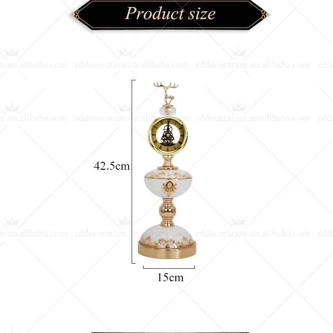 European Glass Silent Metal Stand Clock for Table Decoration