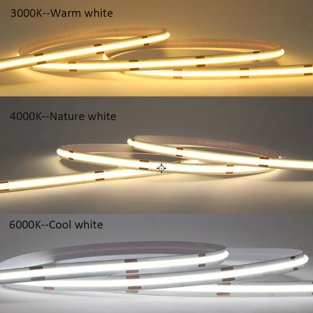 COB LED Strip Light 3oz 480 LEDs High Density Flexible Fob COB LED Lights Ra90 Linear Dimmable DC12V 24V Low Voltage Drop