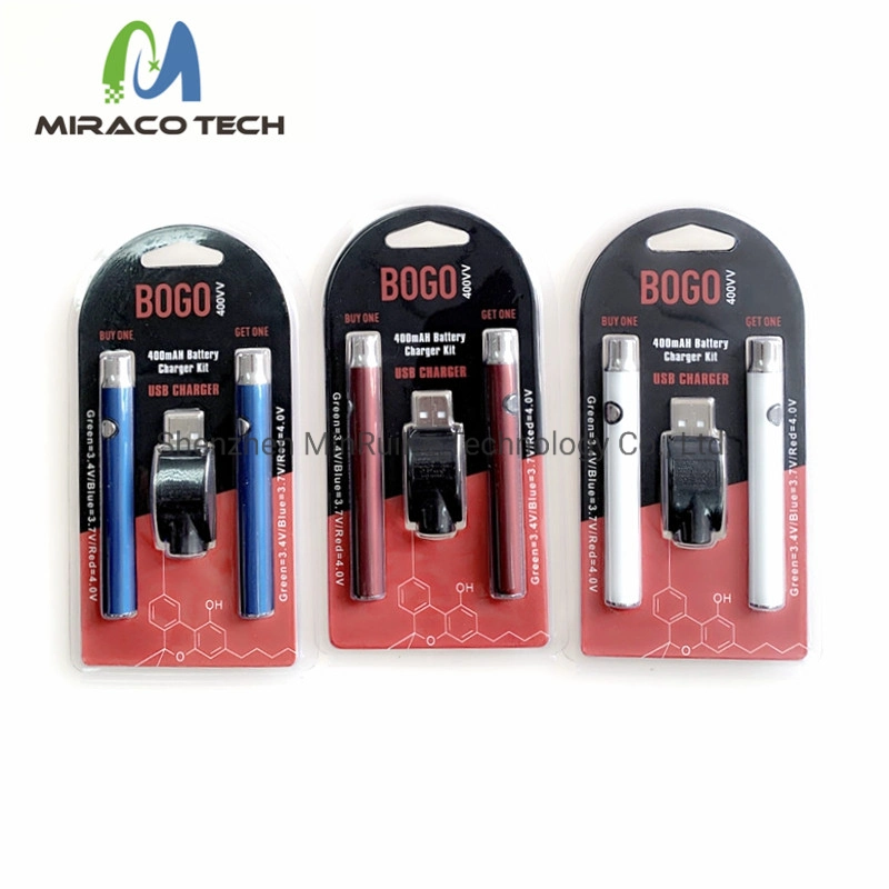 Bogo Manual Battery Lo Preheating Batteries Vape Pen 510 Thread Battery 400mAh E Cigarettes Battery with Blister Packaging