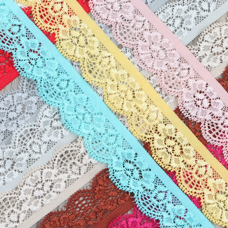 Colorful Wide Polyester Stretch Lace for Clothes and Underwear