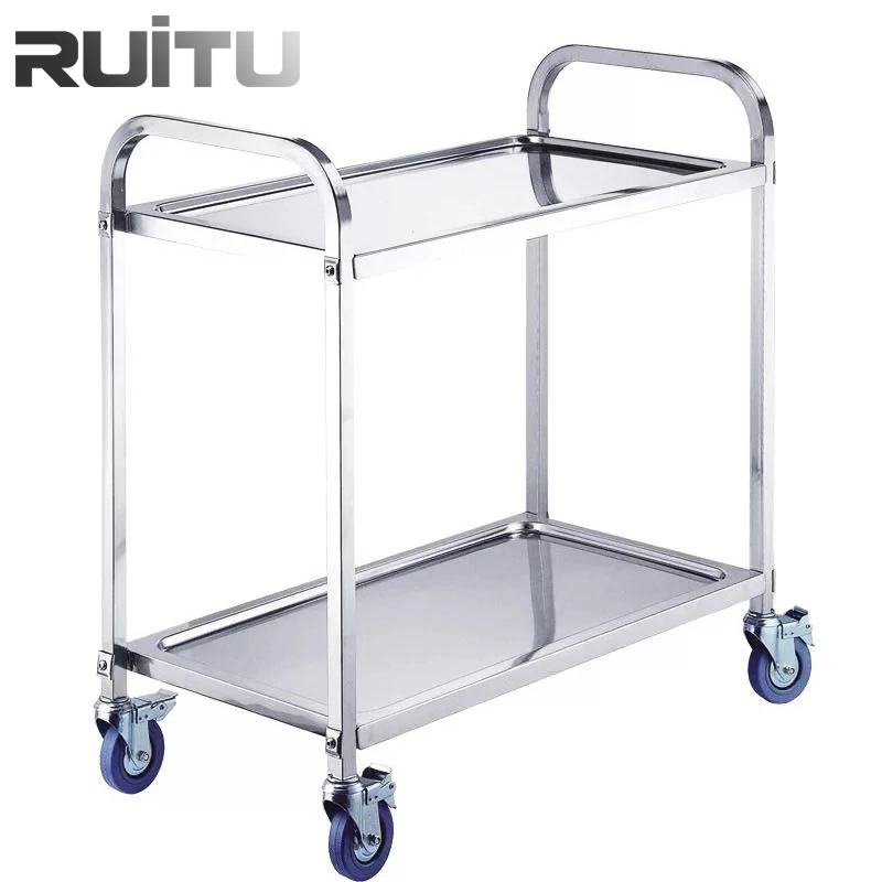 Kitchen Service Equipment Stainless Steel Restaurant Dining Food Buffet Catering Serving Transport Tea Cart Knock Down 3 Tier Trolley with Better Casters Wheels