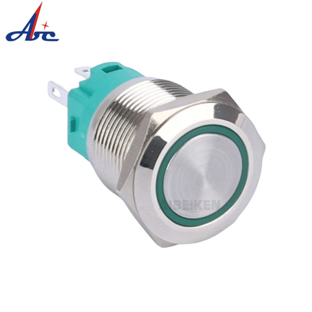 19mm Waterproof 5pin 12V Blue LED Illuminated on off Switch Momentary Push Button