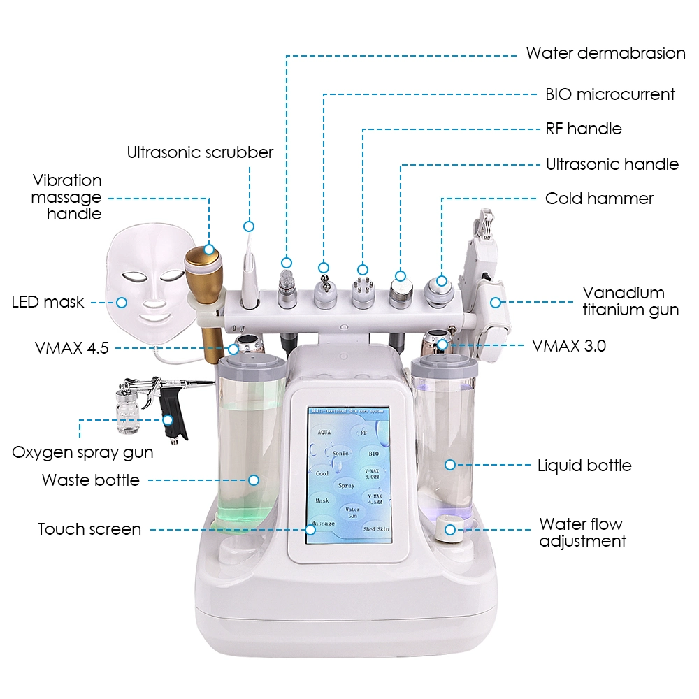 Konmision Desktop 12 in 1 Wasser Hydra Dermabrasion Sauerstoff Jet Peel Gesichtspflegeschale