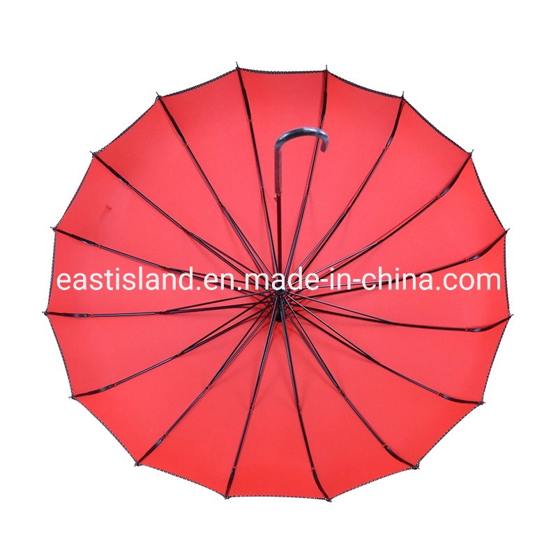 Wholesale/Supplier Princess Red Long Handle Manual Open Wedding Pagoda Parasol Umbrella for Lady