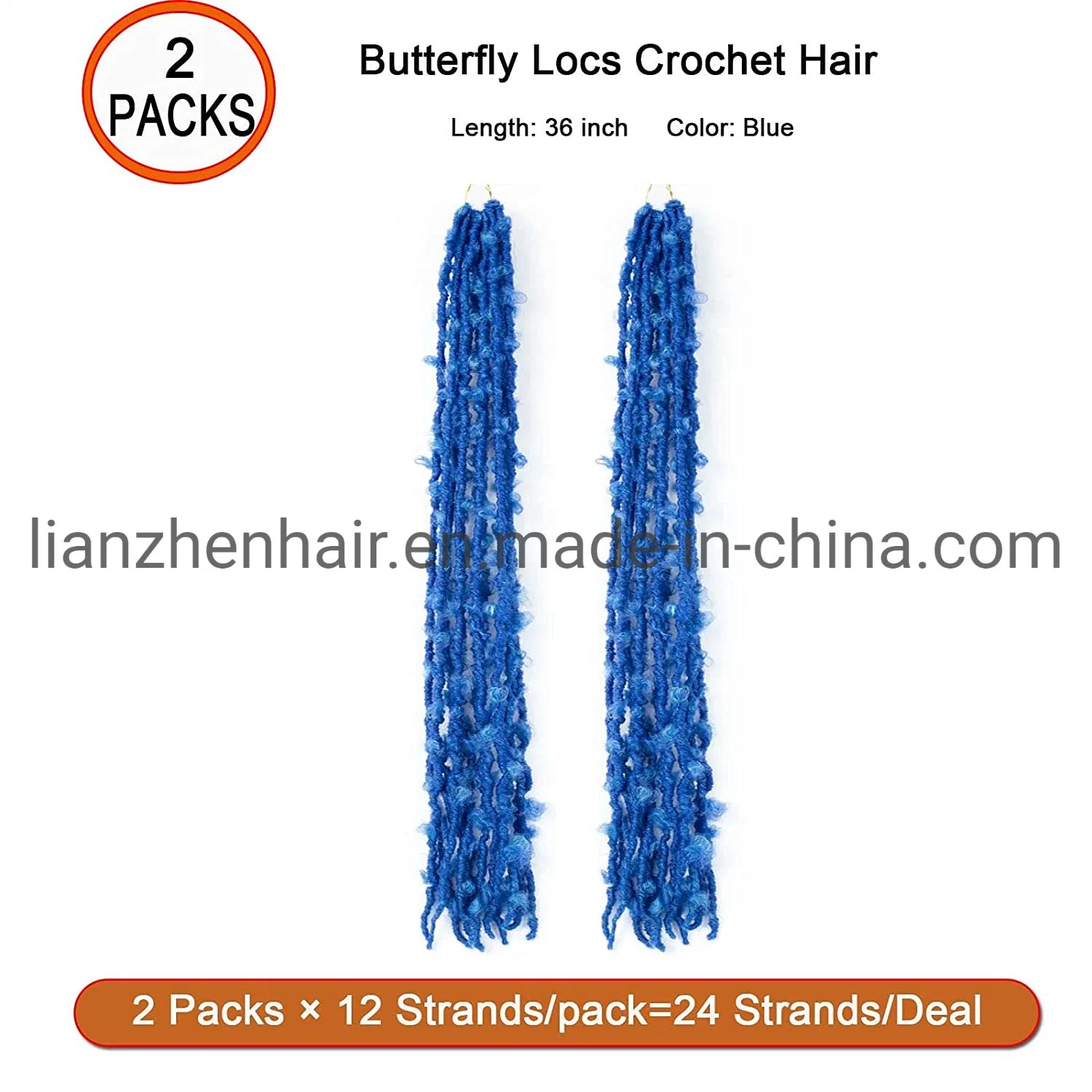 Butterfly Locs Synthetic Crochet Hair 36 Inch Pre Looped Blue Crochet Butterfly Locs Hair