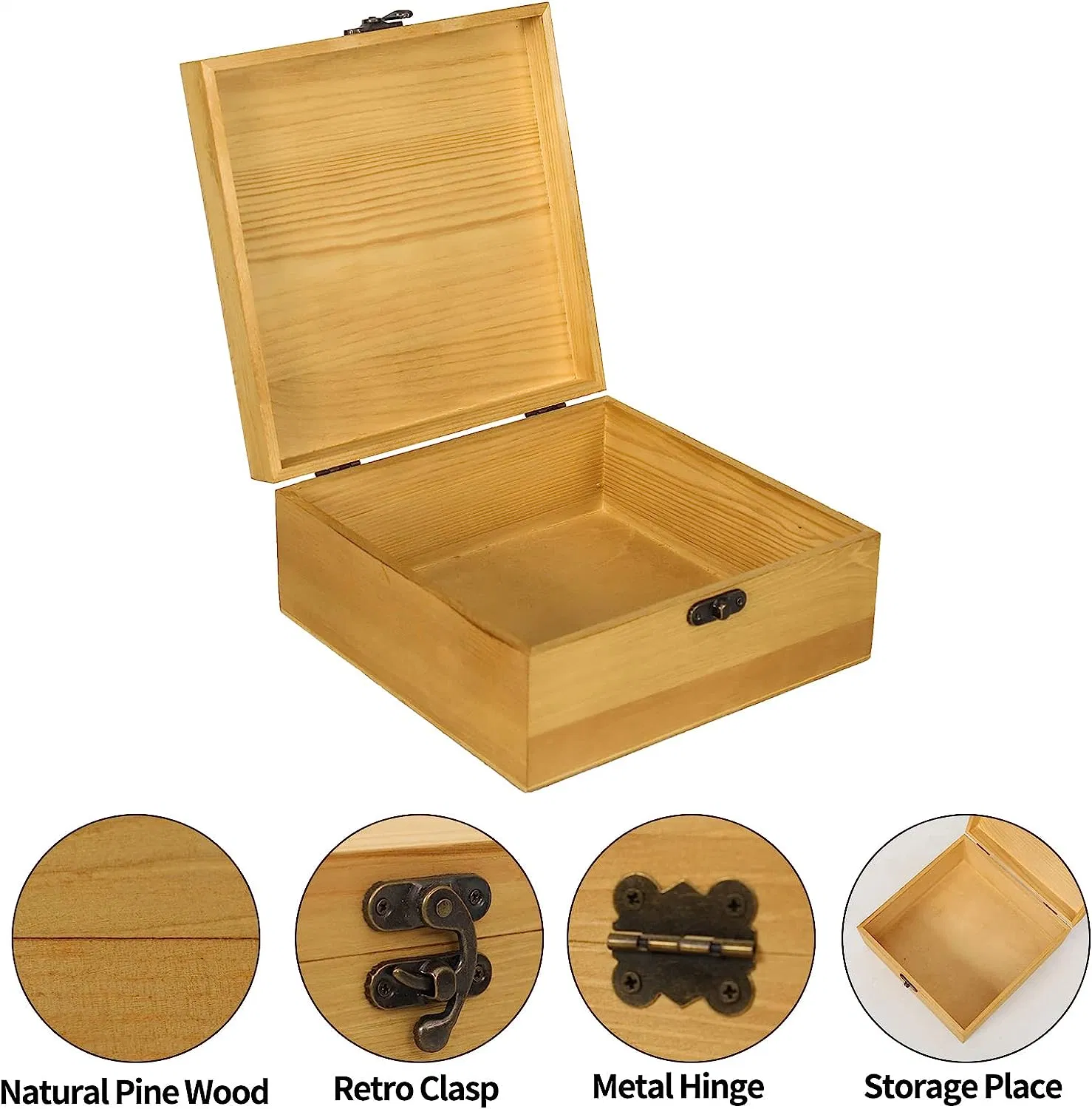 Unpainted Wood Gift Boxes for Crafts DIY Storage Jewelry